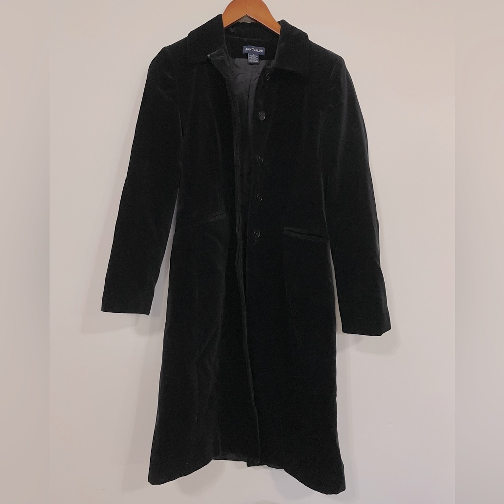 Ann Taylor Velvety Black Trench Coat